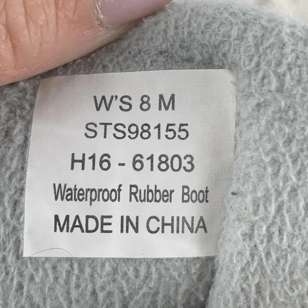 Sperry Saltwater Duck Boots Womens Size 8 Gray Waterproof Rubber Zip STS98155